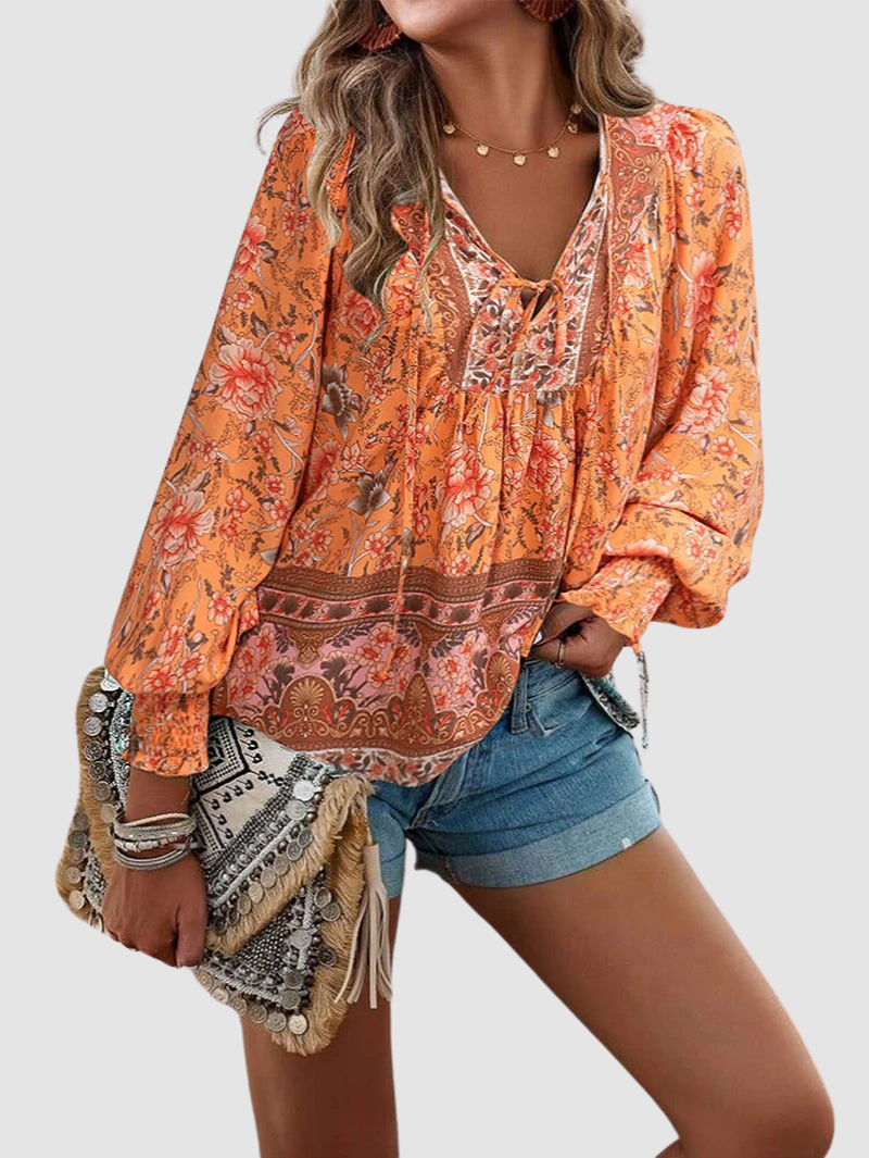 JOSEPHINE | Floral blouse with ruffle cuffs