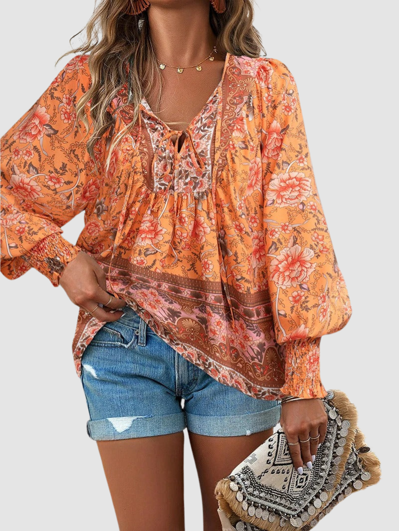 JOSEPHINE | Floral blouse with ruffle cuffs