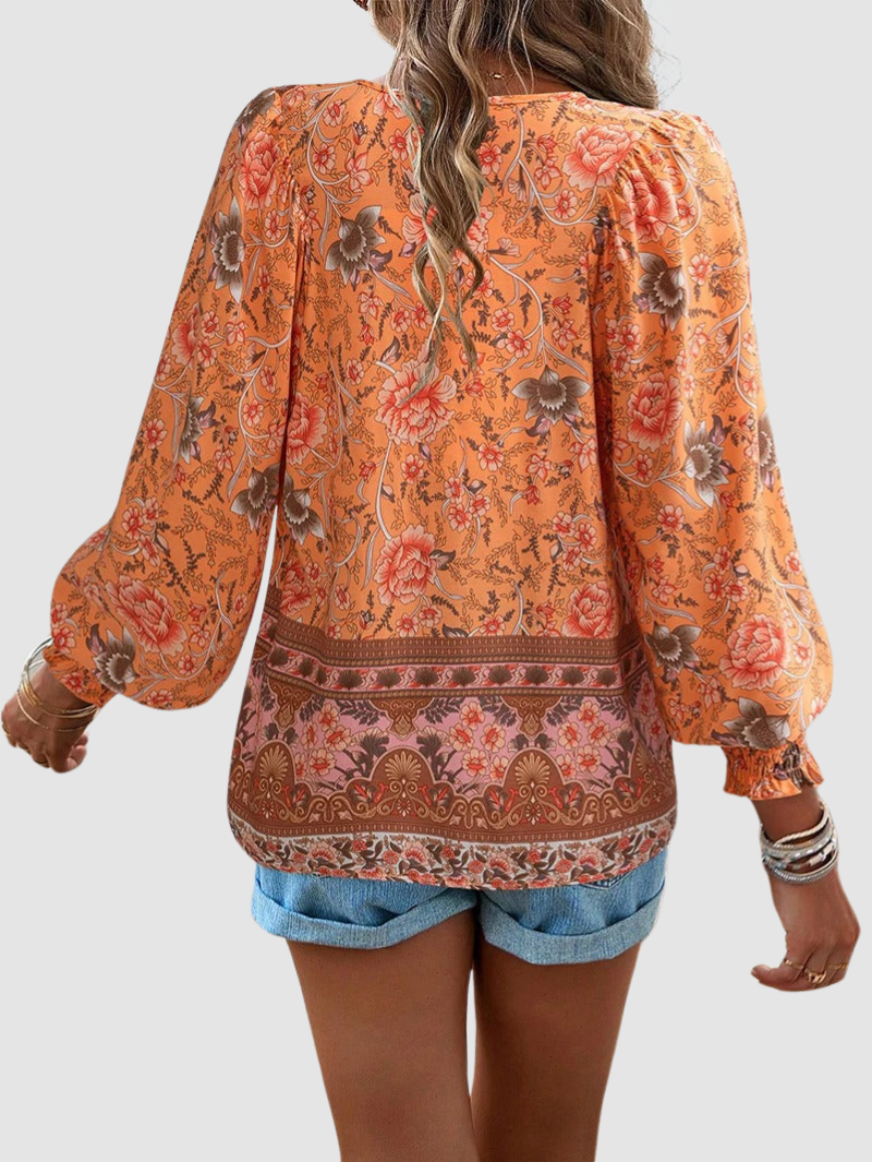 JOSEPHINE | Floral blouse with ruffle cuffs