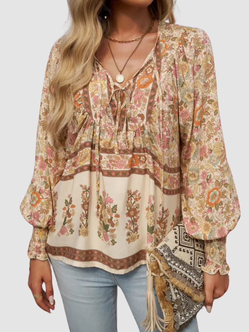 JOSEPHINE | Floral blouse with ruffle cuffs