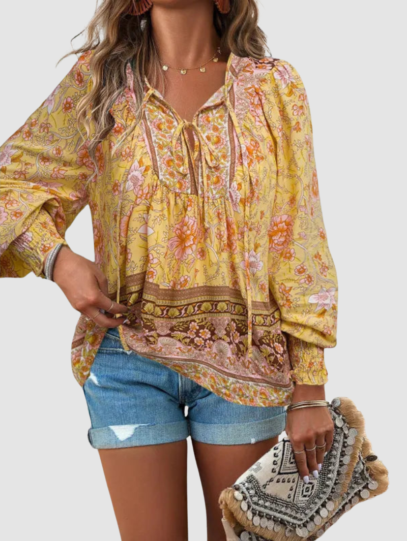 JOSEPHINE | Floral blouse with ruffle cuffs