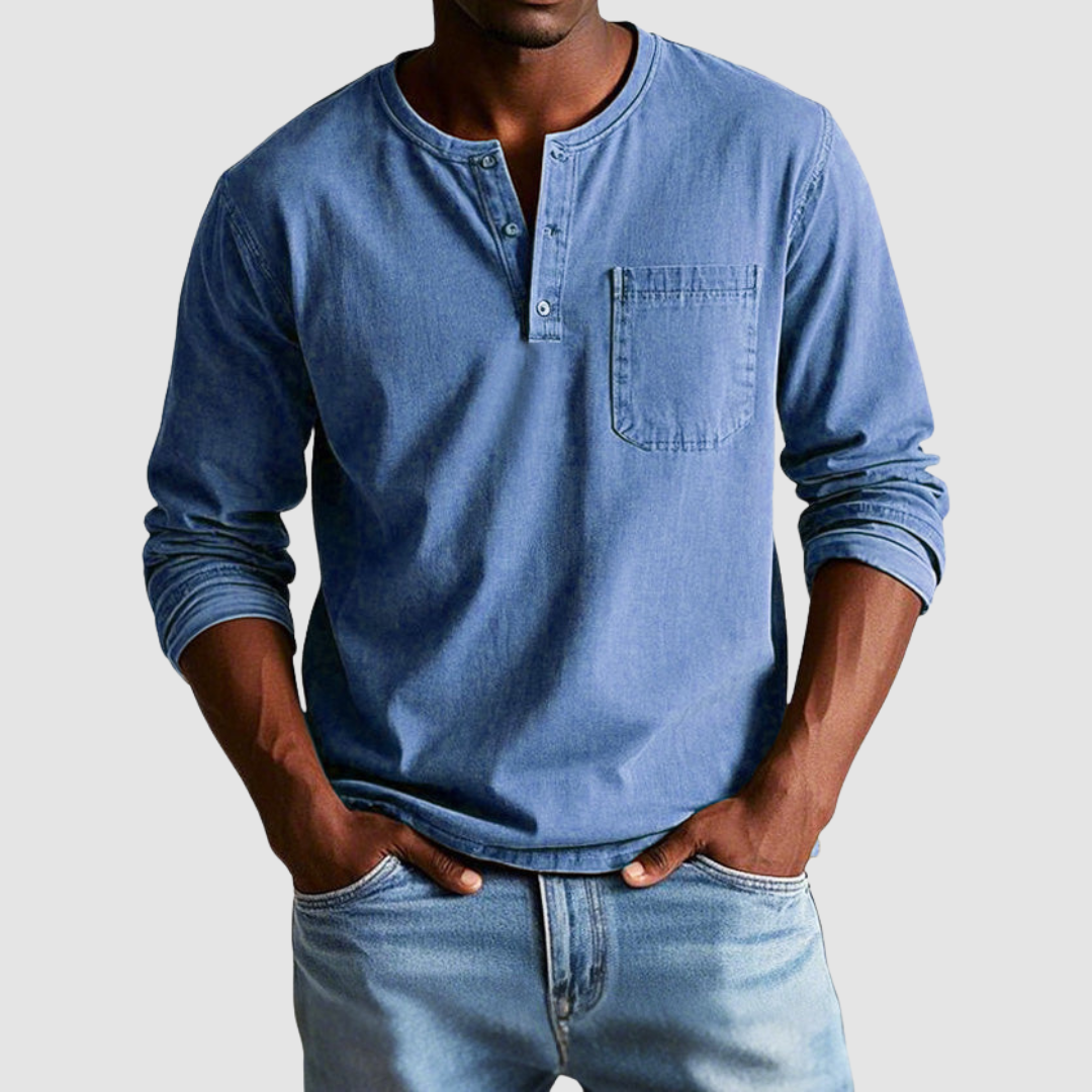 AMELIA | Vintage henley shirt with button collar
