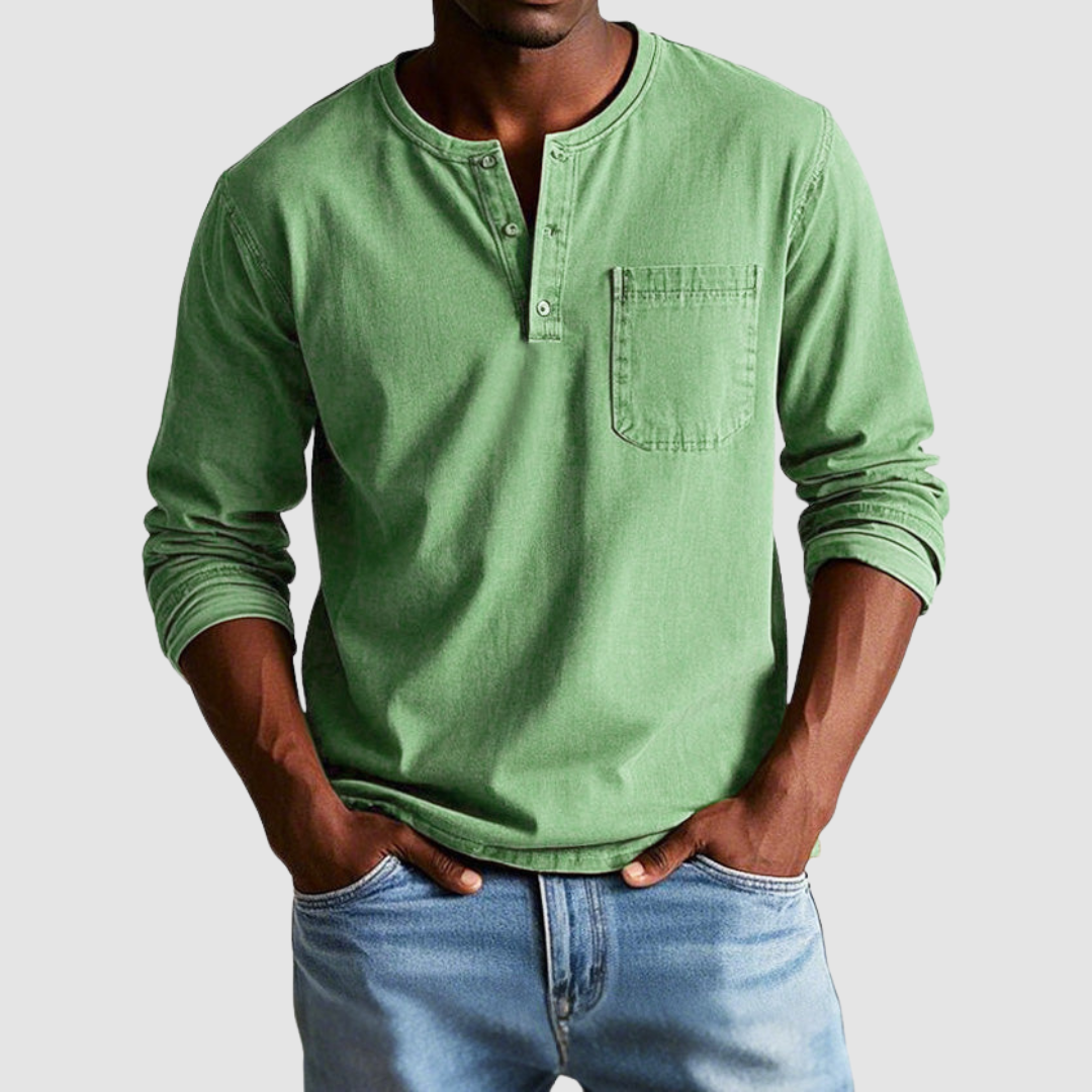 AMELIA | Vintage henley shirt with button collar