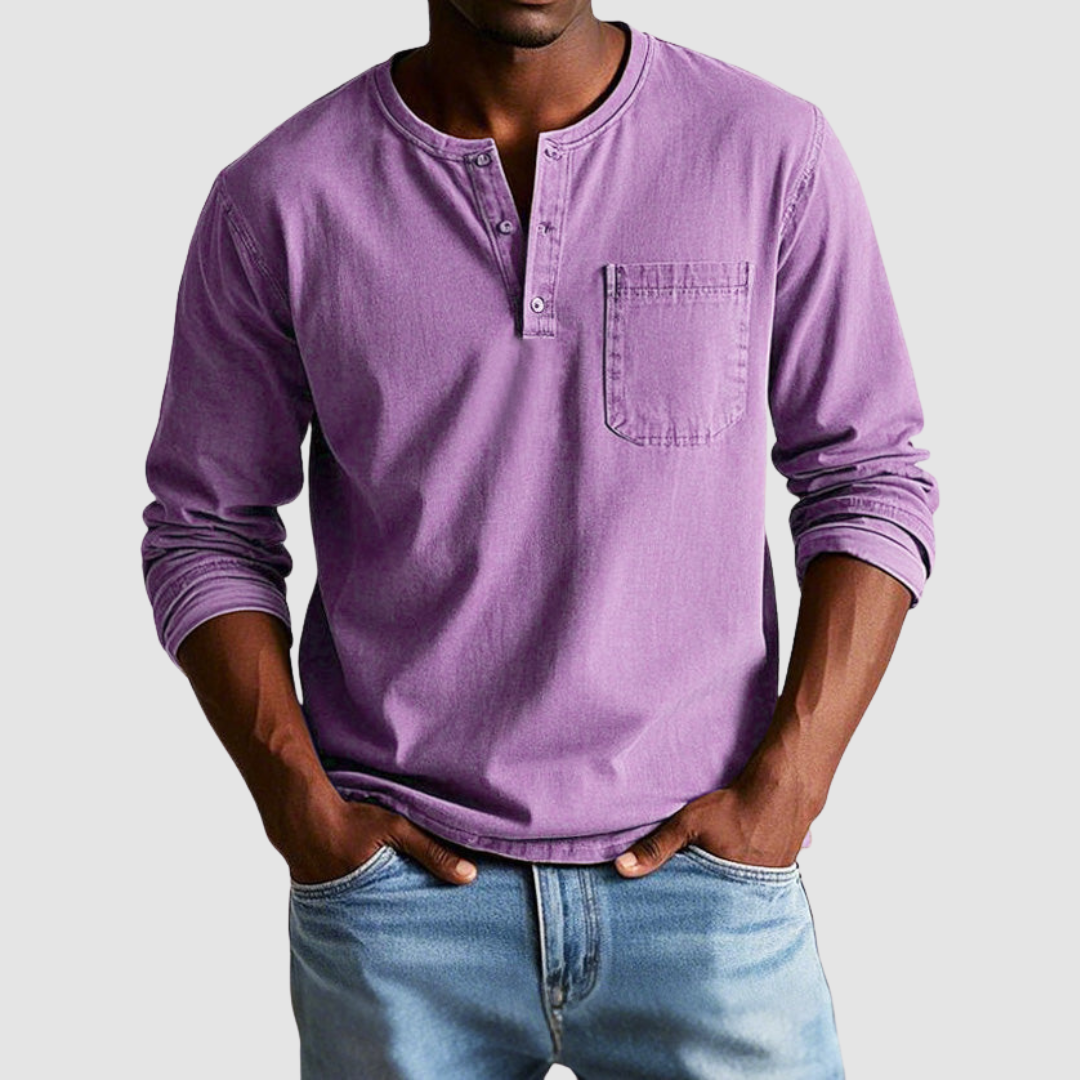 AMELIA | Vintage henley shirt with button collar