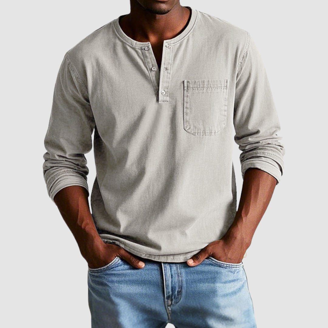 AMELIA | Vintage henley shirt with button collar