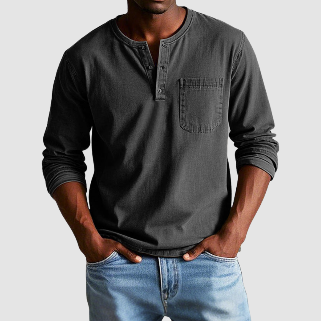 AMELIA | Vintage henley shirt with button collar