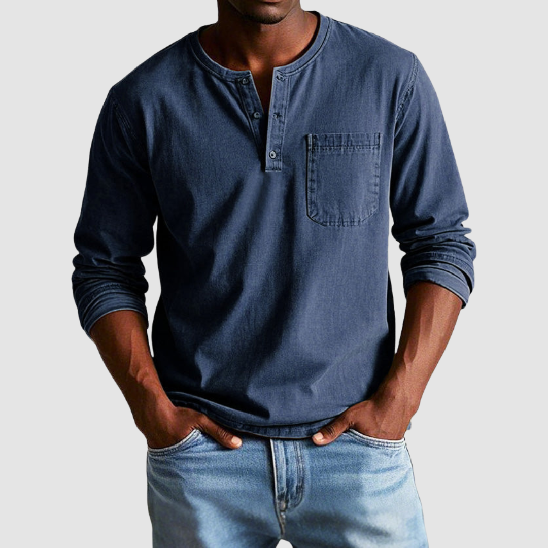 AMELIA | Vintage henley shirt with button collar