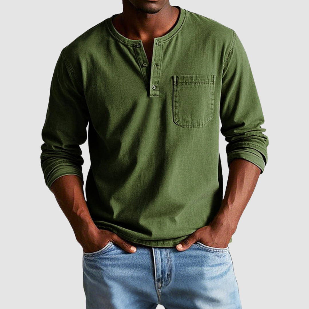 AMELIA | Vintage henley shirt with button collar