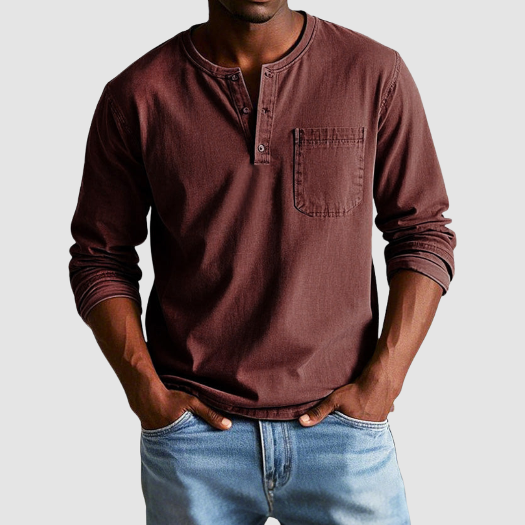 AMELIA | Vintage henley shirt with button collar
