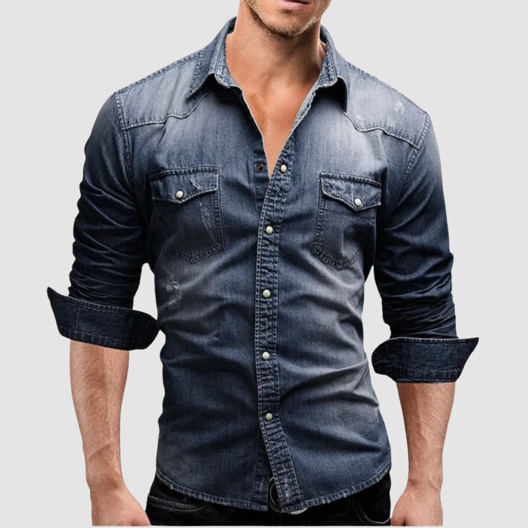 AMELIA | Modern denim shirt with button-down collar