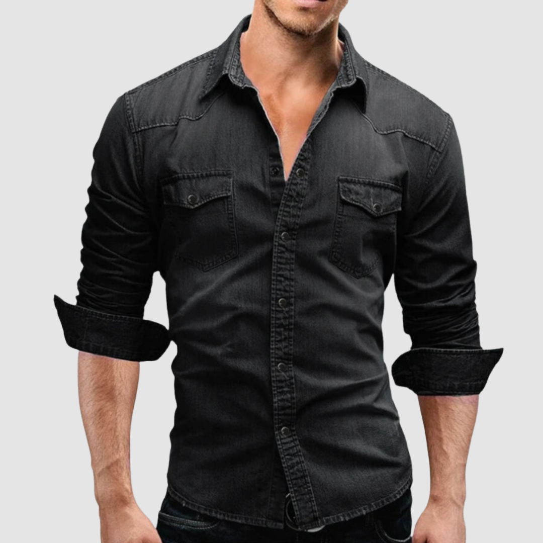 AMELIA | Modern denim shirt with button-down collar