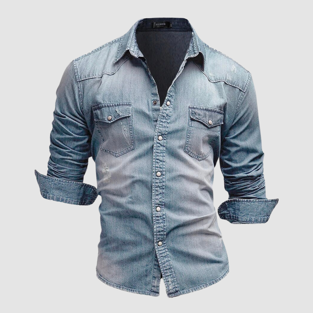 AMELIA | Modern denim shirt with button-down collar