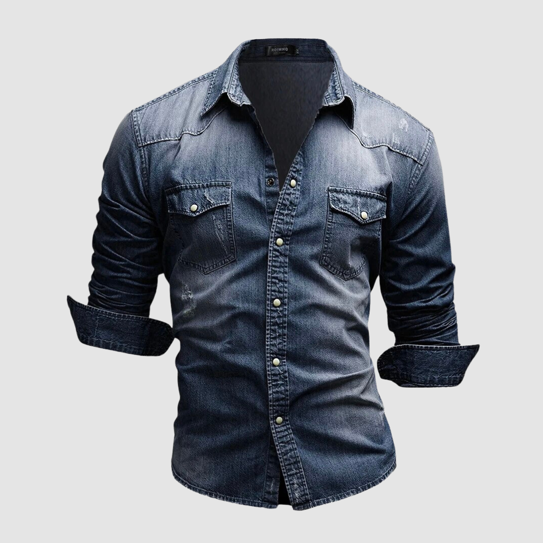 AMELIA | Modern denim shirt with button-down collar