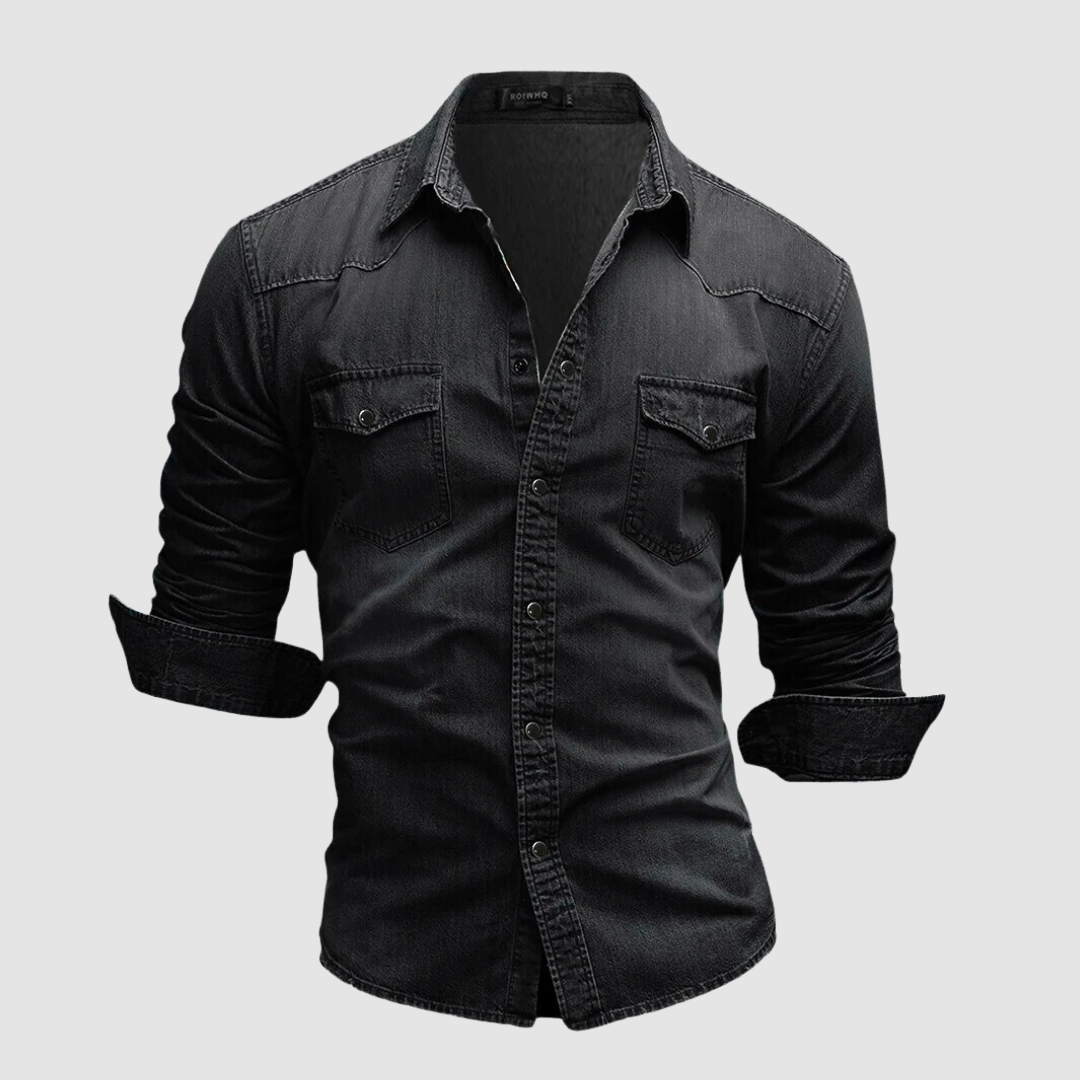 AMELIA | Modern denim shirt with button-down collar