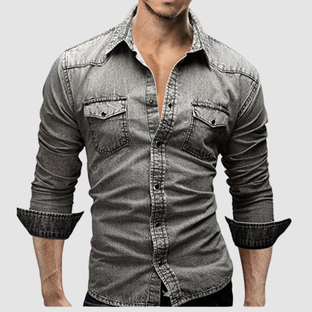 AMELIA | Modern denim shirt with button-down collar
