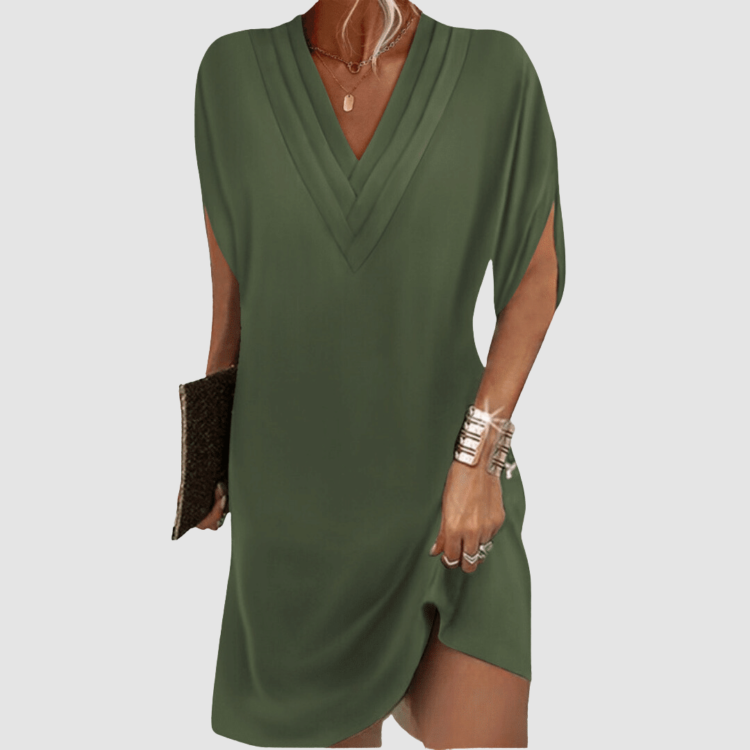 GLENDA | V-neck dress with half sleeves