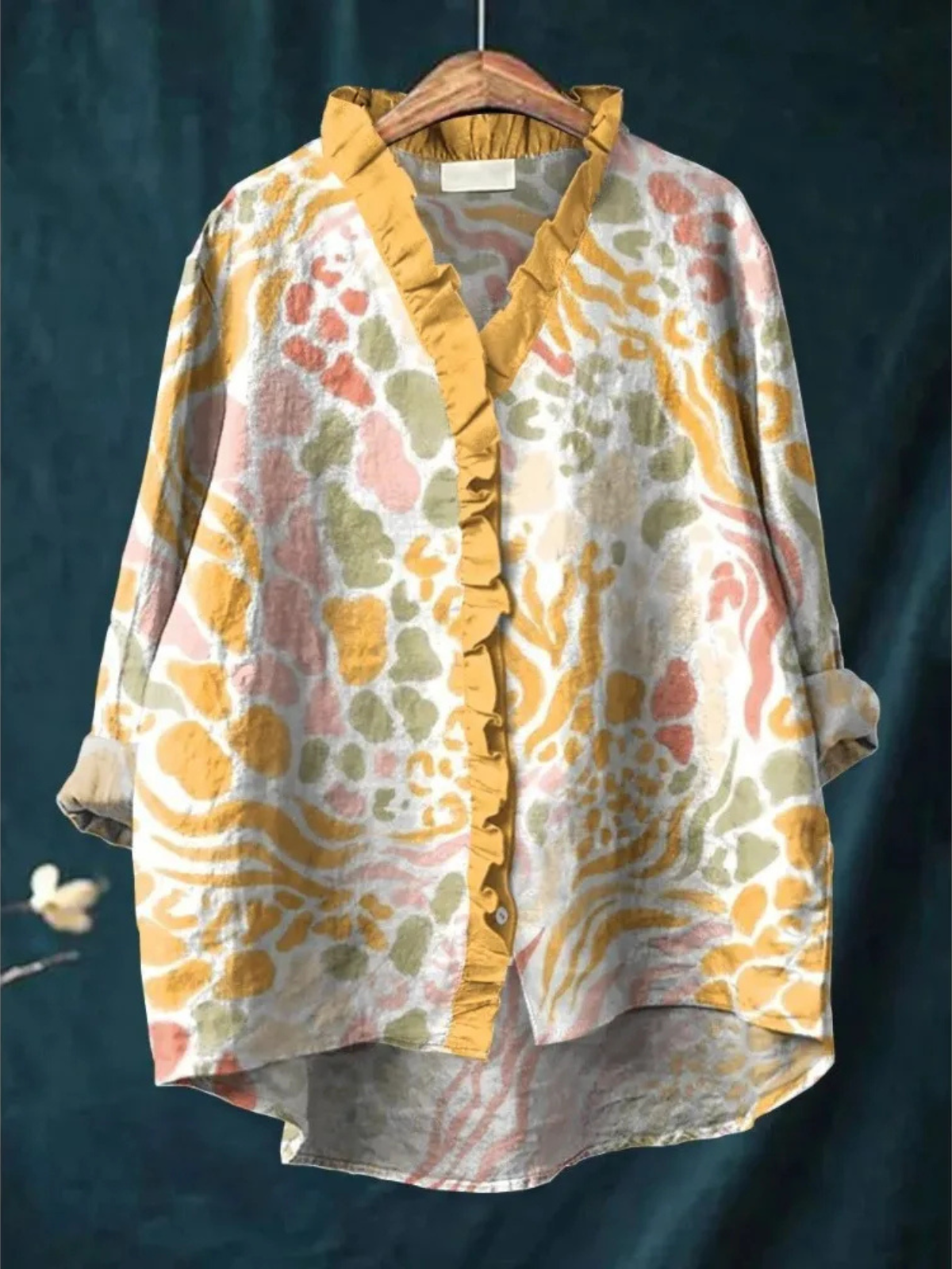 AGNES | Ruffled art print blouse