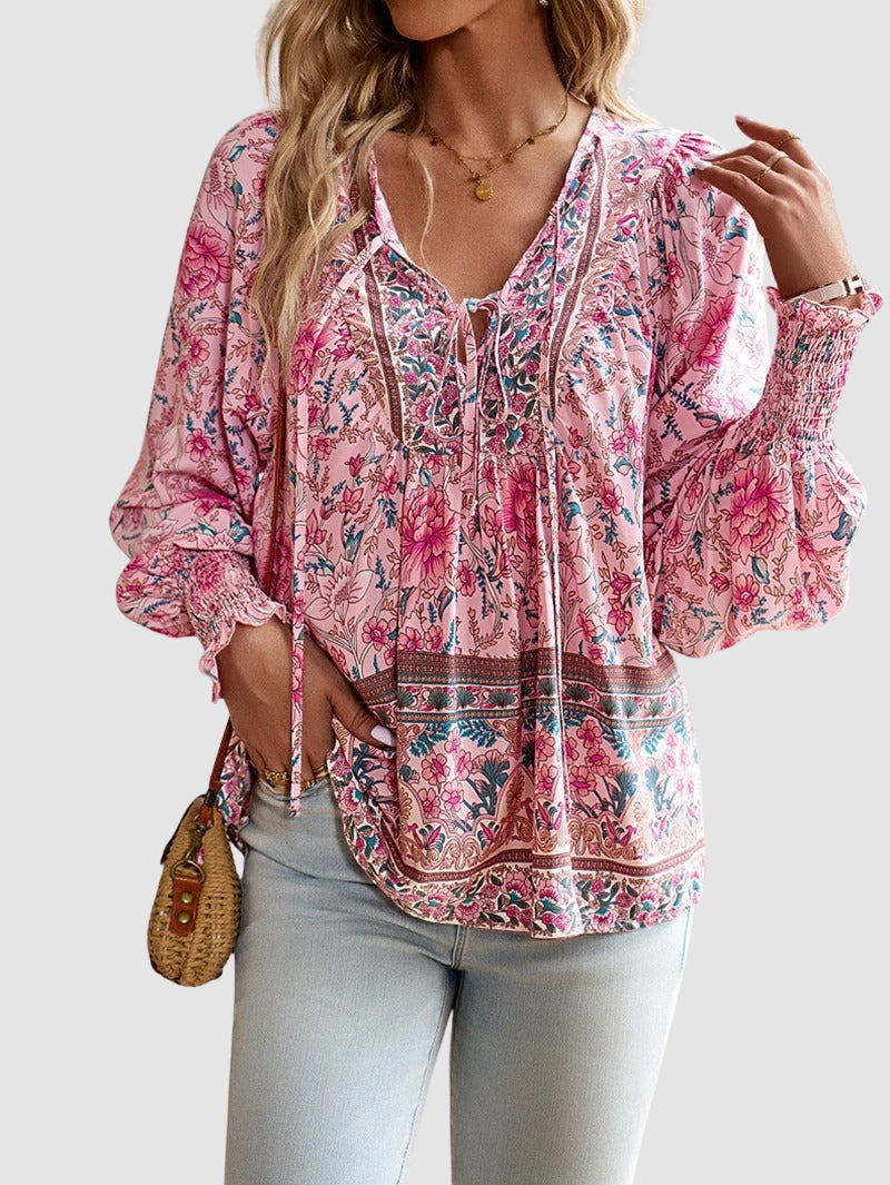 JOSEPHINE | Floral blouse with ruffle cuffs