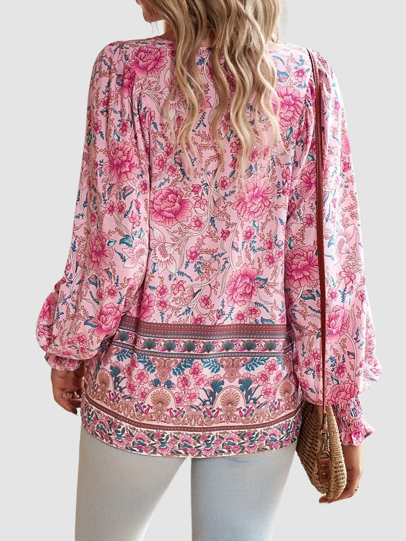 JOSEPHINE | Floral blouse with ruffle cuffs