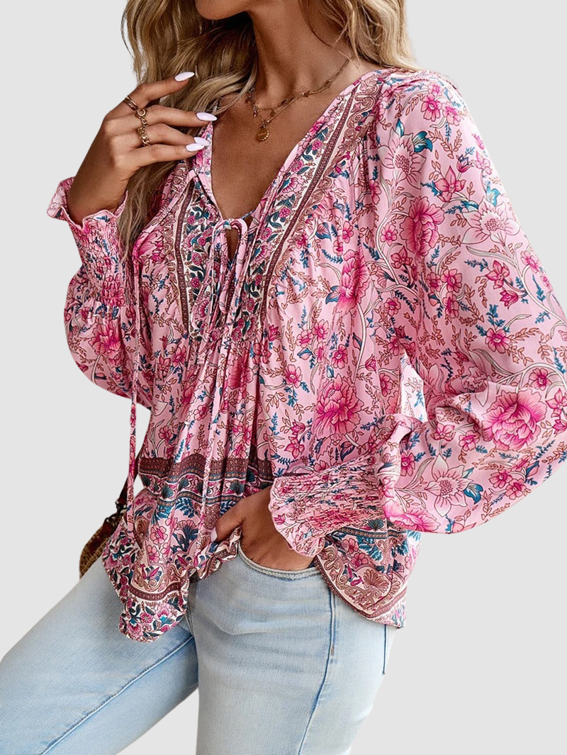 JOSEPHINE | Floral blouse with ruffle cuffs