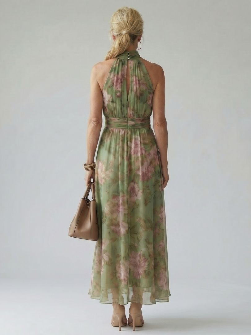 NORA | Sleeveless halter midi dress