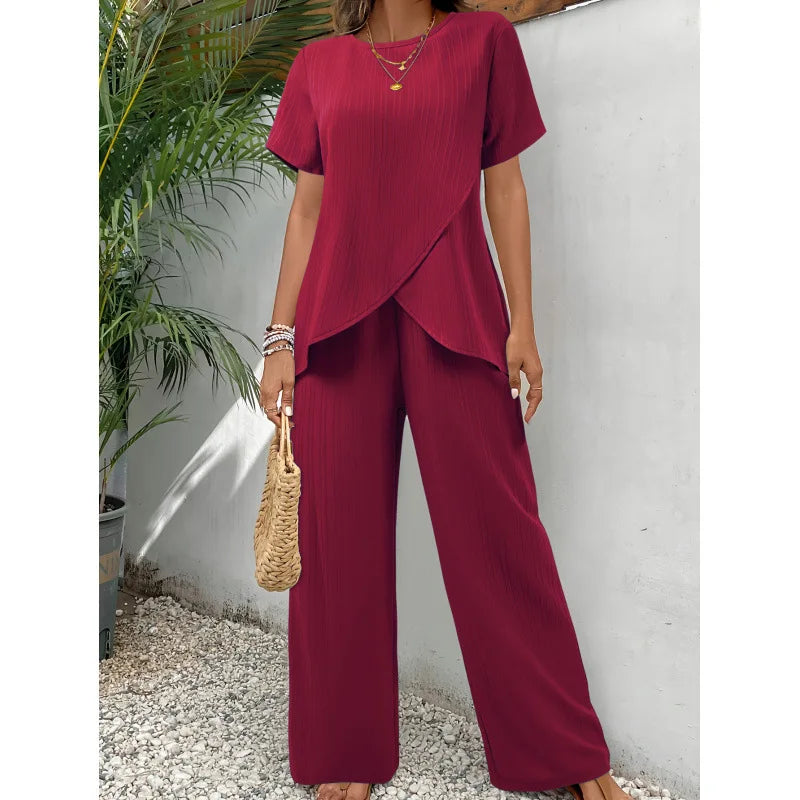 ANNETTE | Asymmetrical blouse and relaxed pants