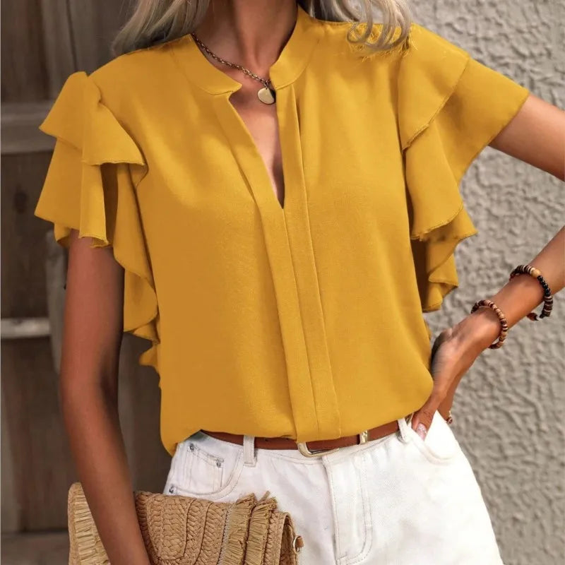 ROSALIND | Double ruffle sleeve blouse