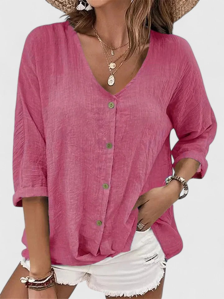 MARGARET | V-neck with a button detail