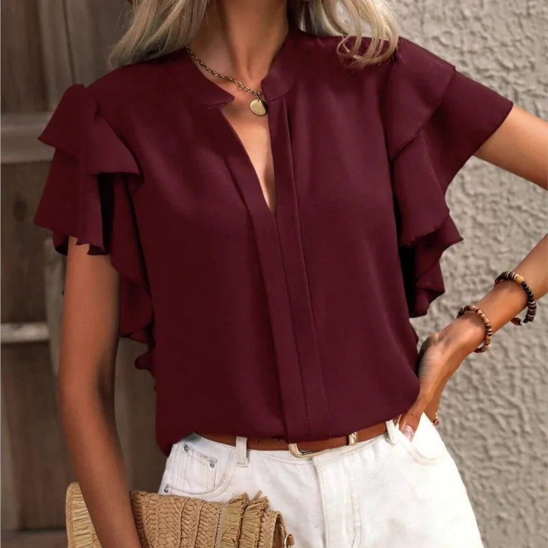 ROSALIND | Double ruffle sleeve blouse