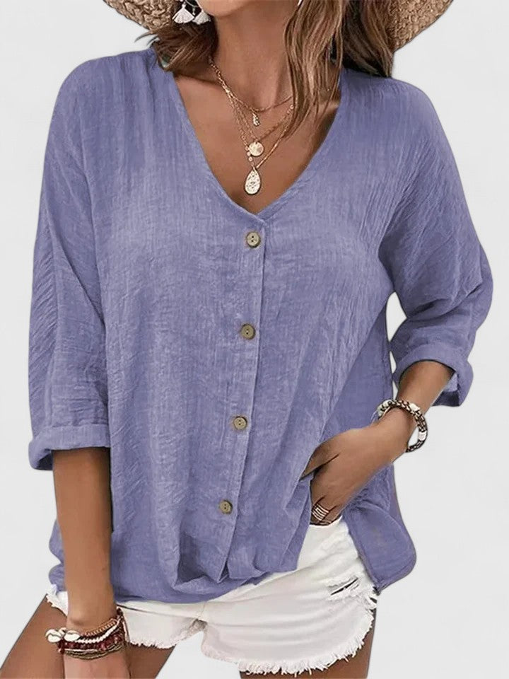 MARGARET | V-neck with a button detail