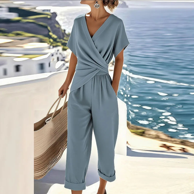 MAUDE | Wrap-front top with lightweight pants