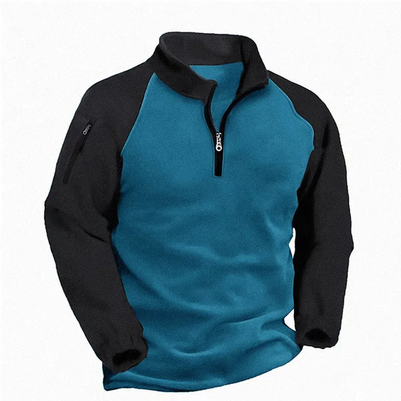 HARVEY | Color block half-zip with a zip pocket