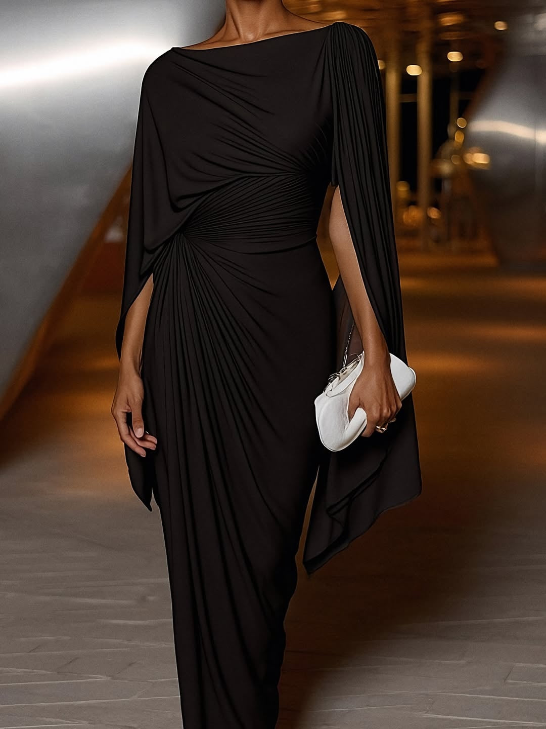 EVELYN | Draped one-shoulder gown