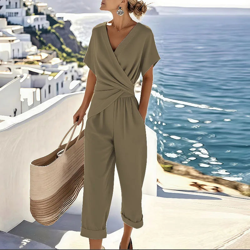 MAUDE | Wrap-front top with lightweight pants