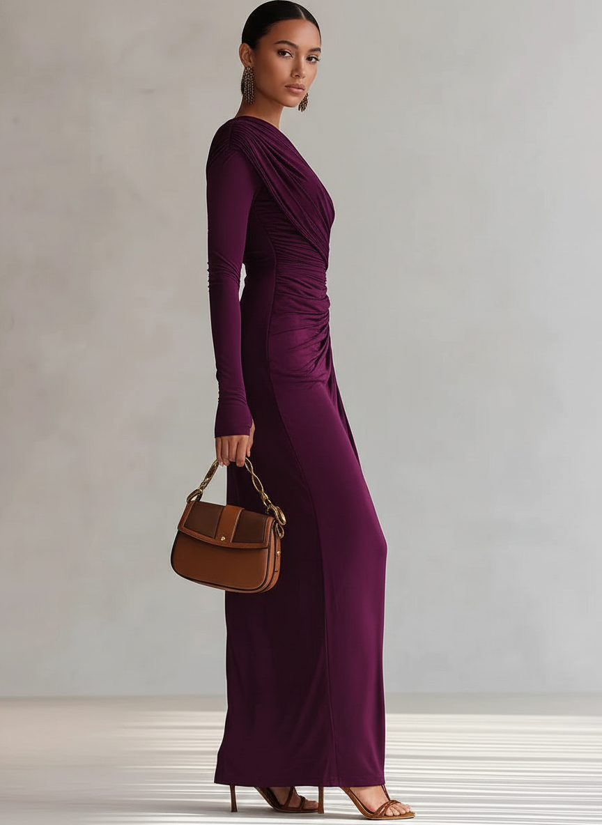 DOLORES | One-shoulder gown with draped detail