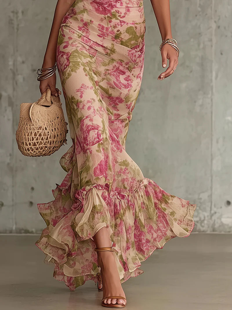 PAMELA | Vintage maxi dress with puff sleeves