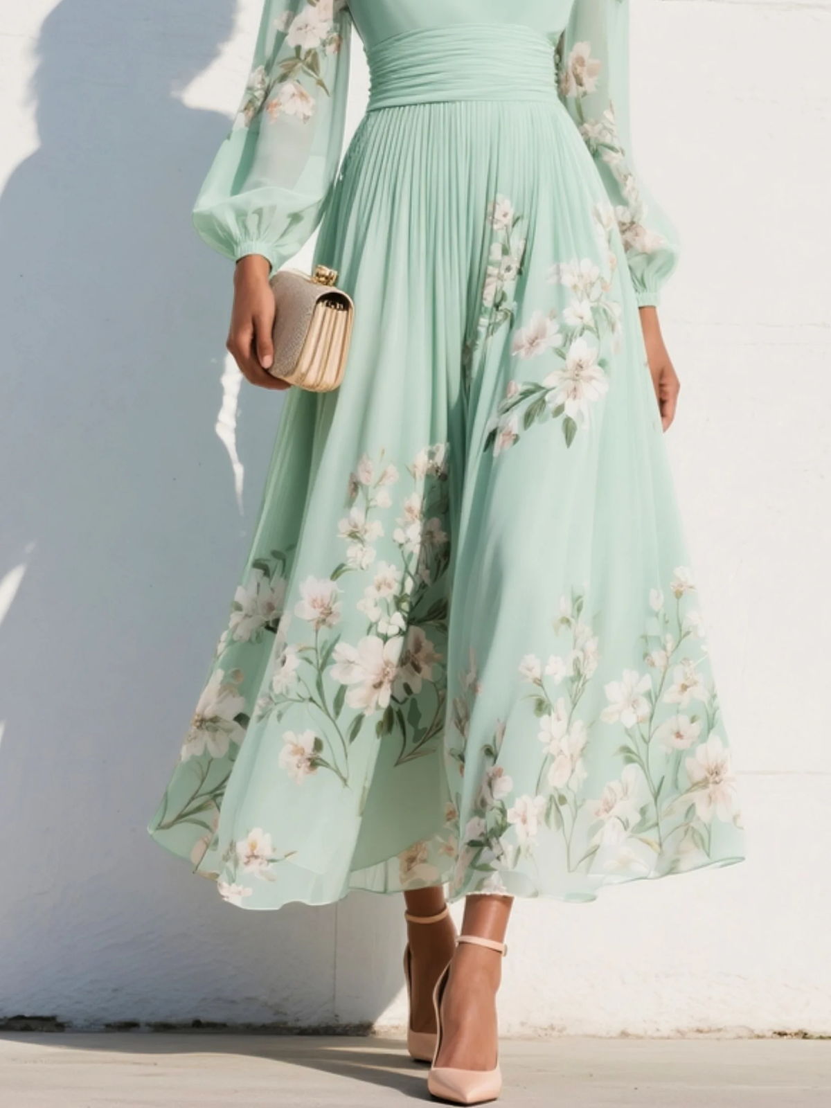 ROSEMARY | Floral midi dress with a defined waist