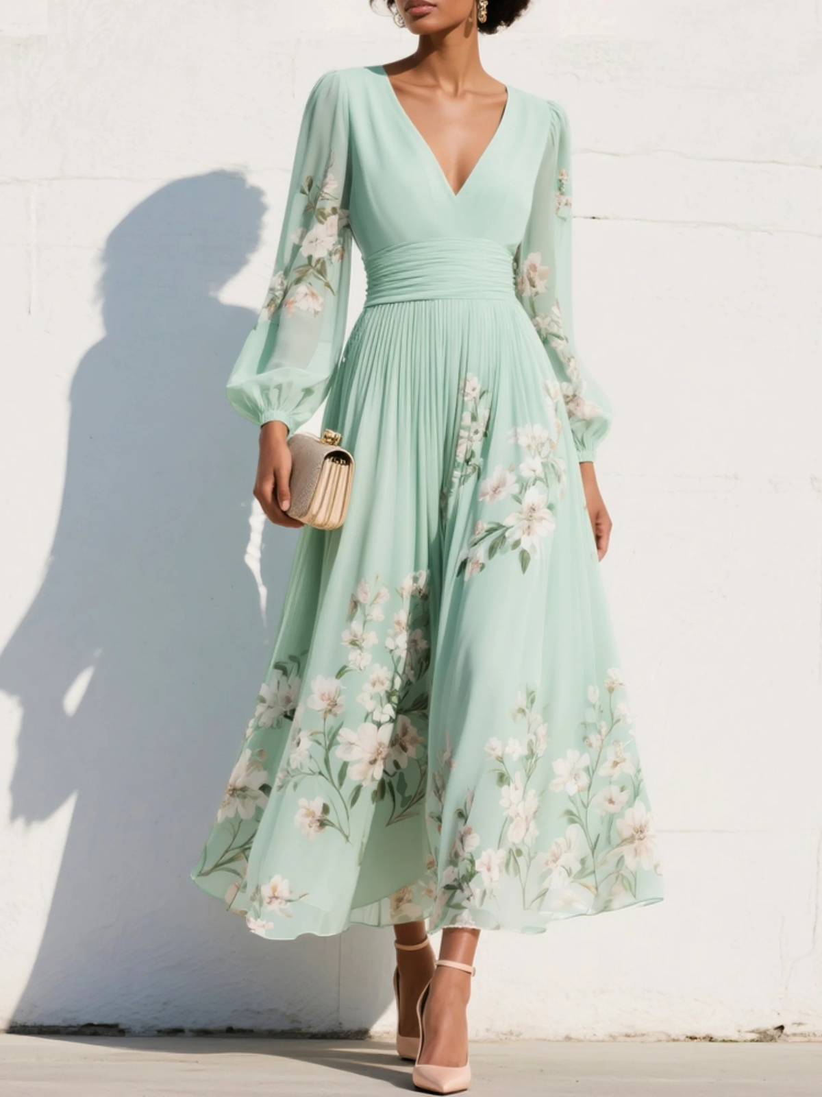ROSEMARY | Floral midi dress with a defined waist