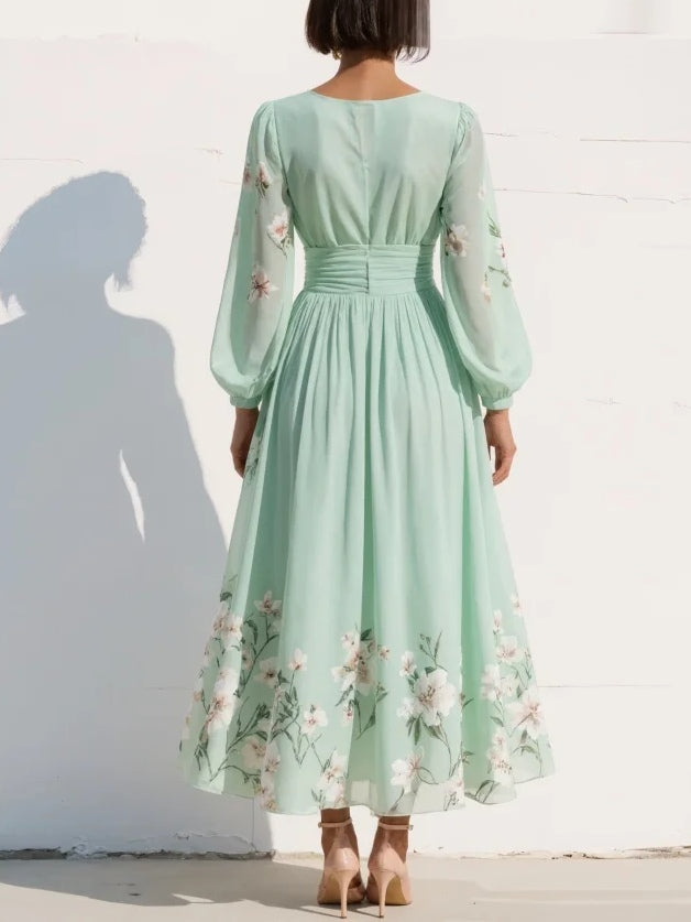 ROSEMARY | Floral midi dress with a defined waist