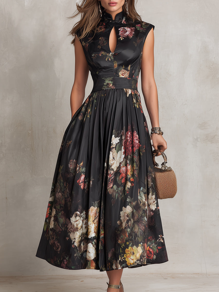 BRIDGET | A-line midi dress with keyhole neckline