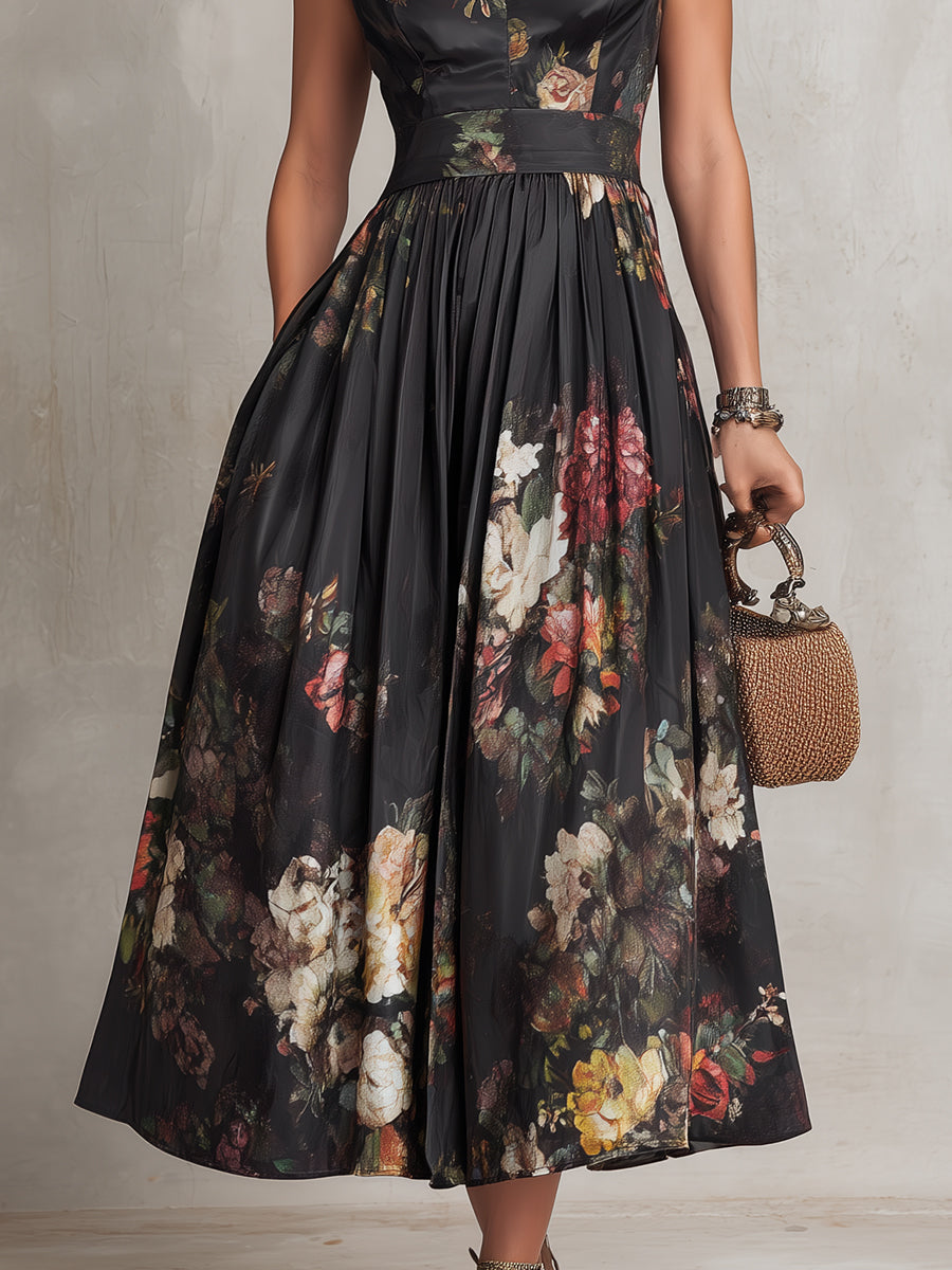 BRIDGET | A-line midi dress with keyhole neckline