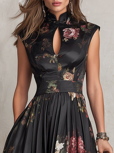 BRIDGET | A-line midi dress with keyhole neckline