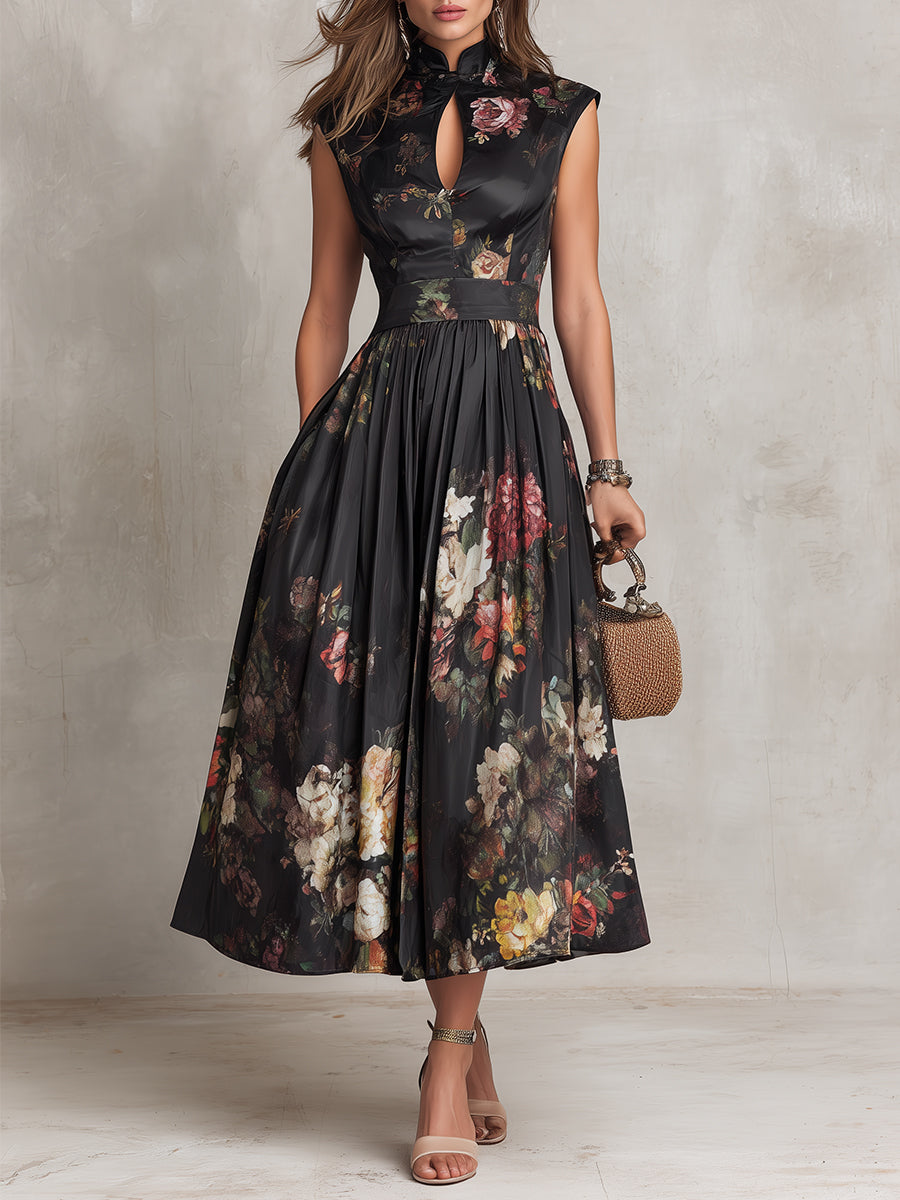 BRIDGET | A-line midi dress with keyhole neckline