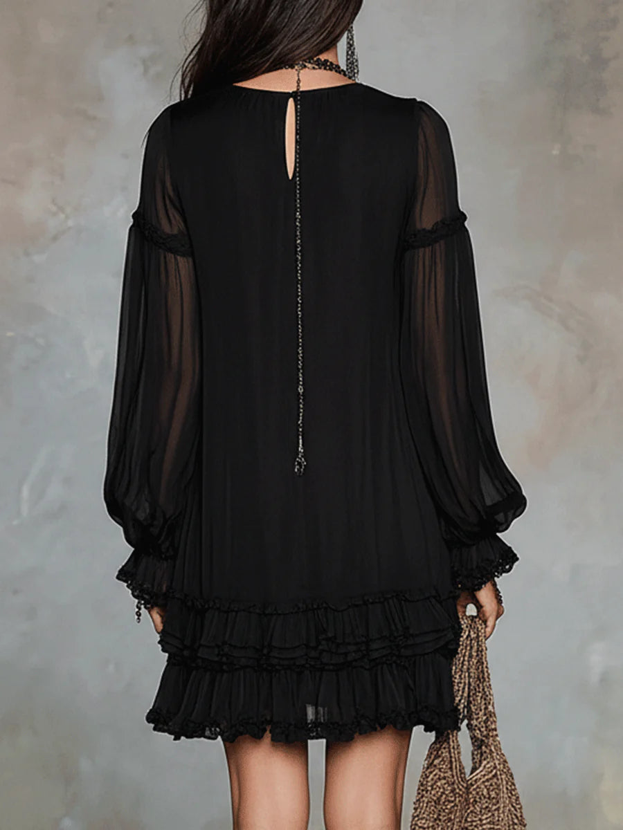 BEATRICE | A-line mini dress with ruffle trim