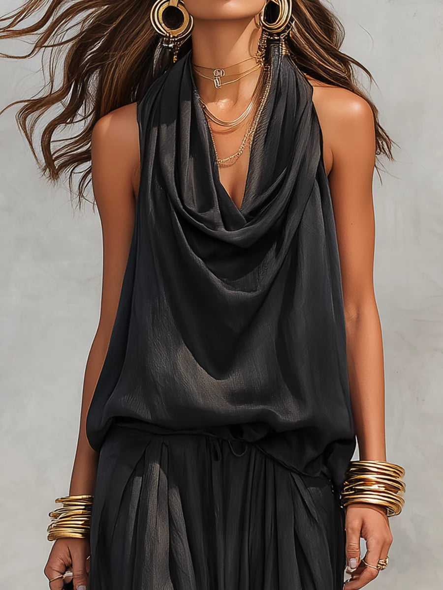 EUNICE | Halter top with long wide-leg trousers