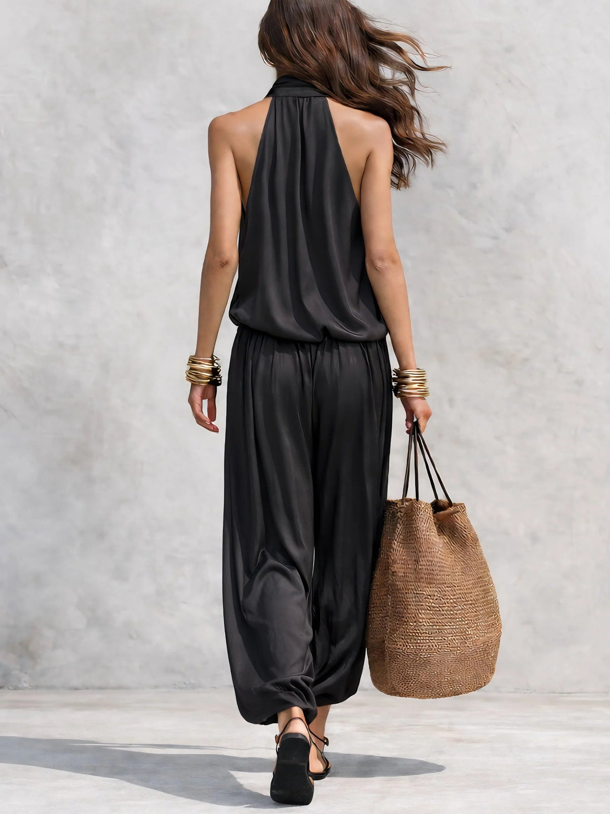 EUNICE | Halter top with long wide-leg trousers