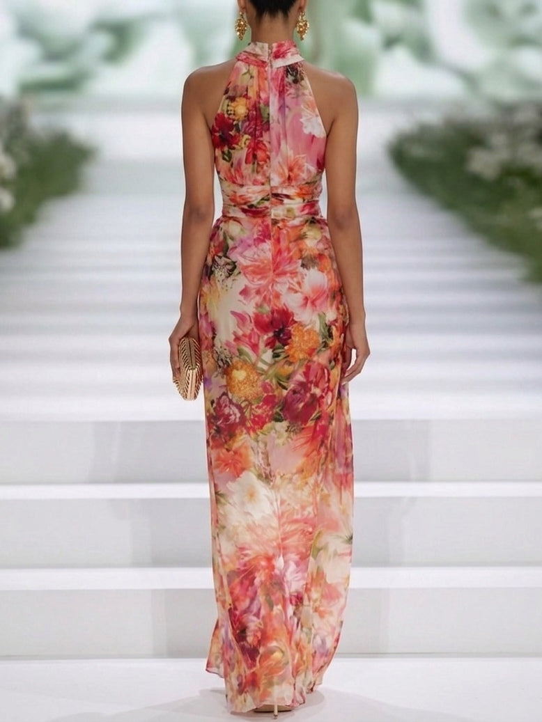 ANNETTE | Floral halter maxi dress