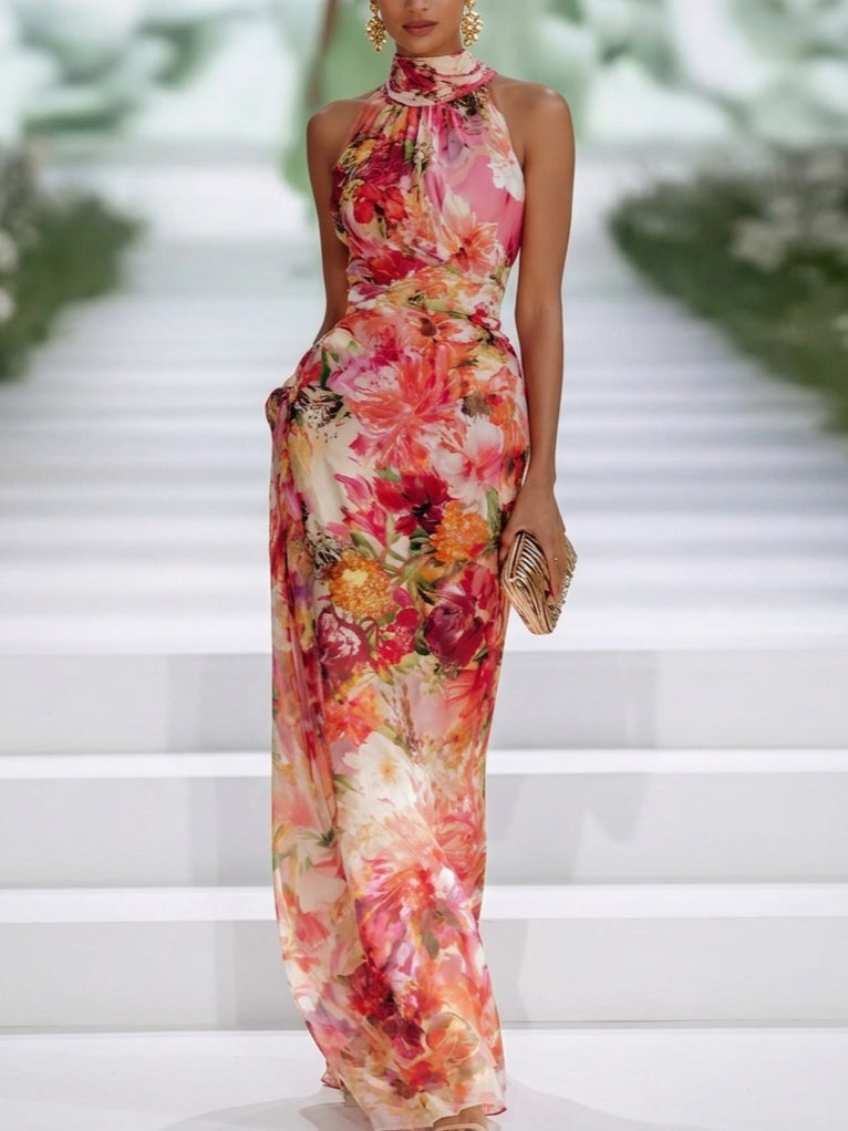 ANNETTE | Floral halter maxi dress