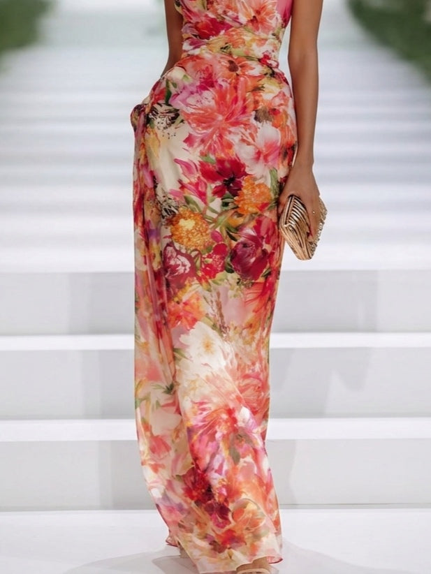 ANNETTE | Floral halter maxi dress