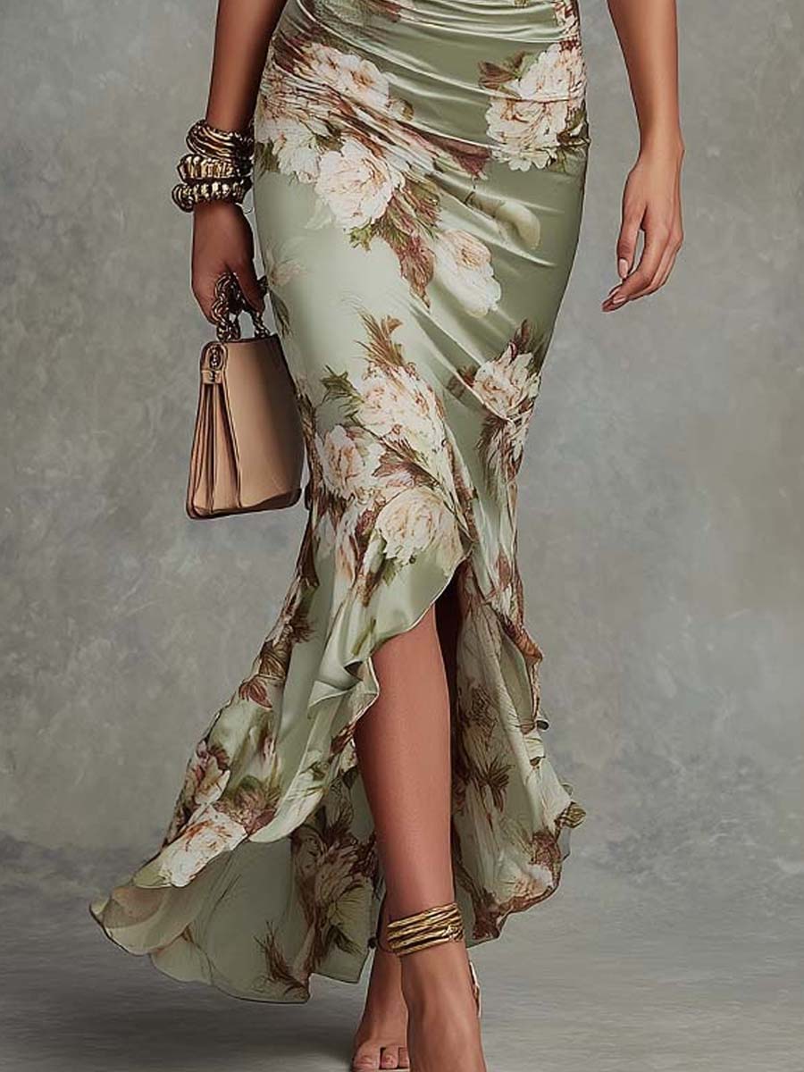 RENEE | Floral maxi dress with a deep V-neckline